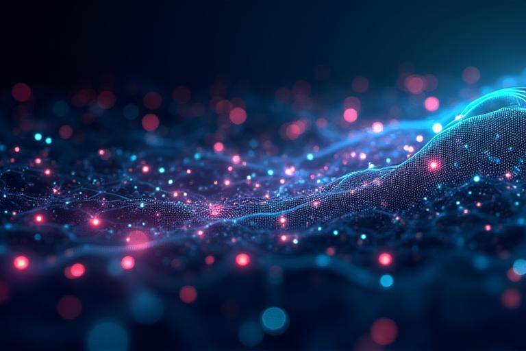 Rappresentazione astratta di una rete neurale e flussi di dati.